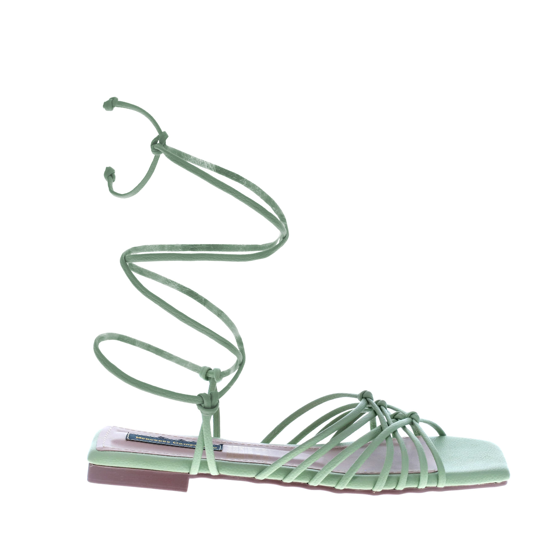 Sandalia Plana Flora Verde