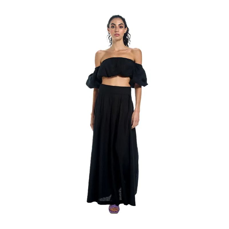 Falda Larga Negra para mujer Aster