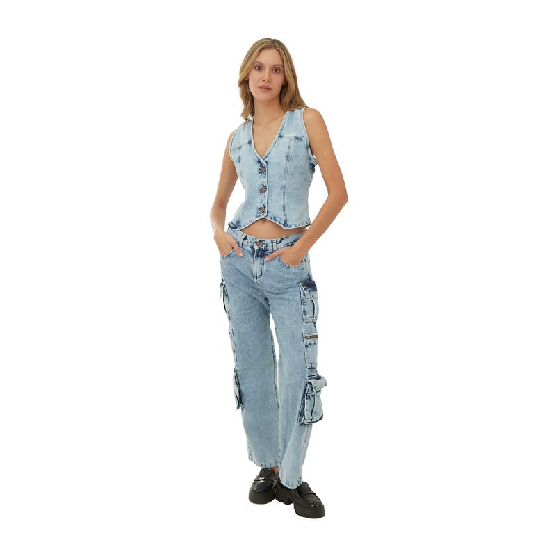 Jean Tipo Cargo Azul para mujer Cher