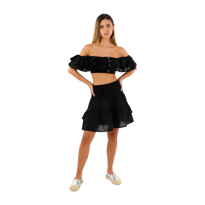Falda Corta Fiore Negro