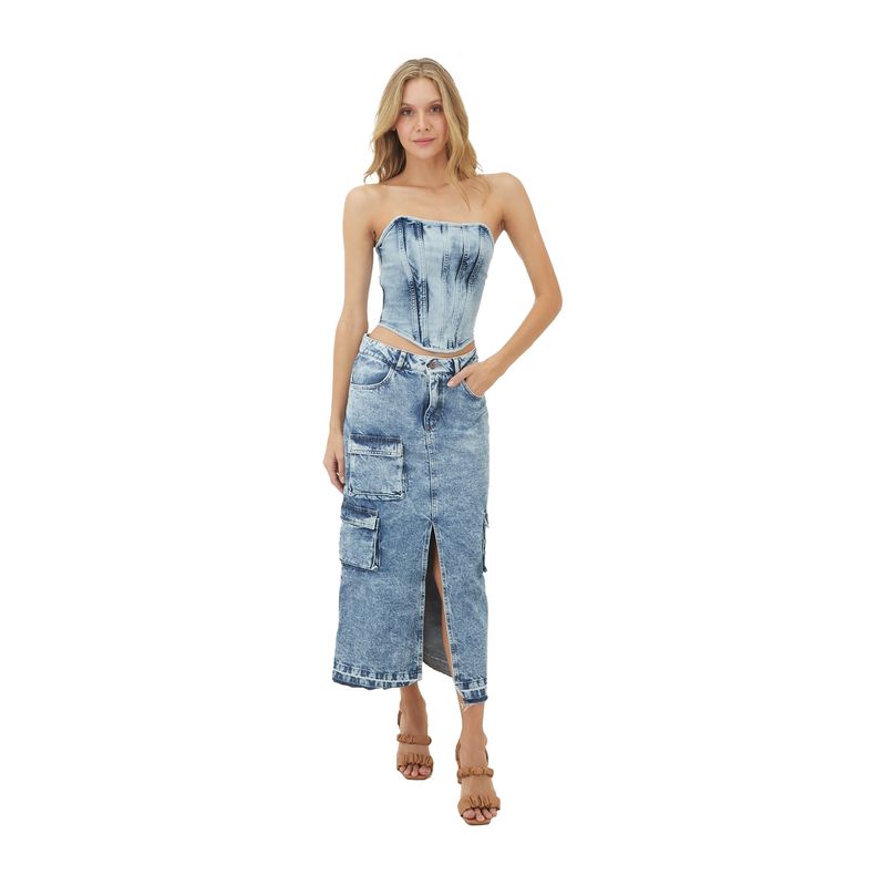 Falda Larga Azul para mujer Tara