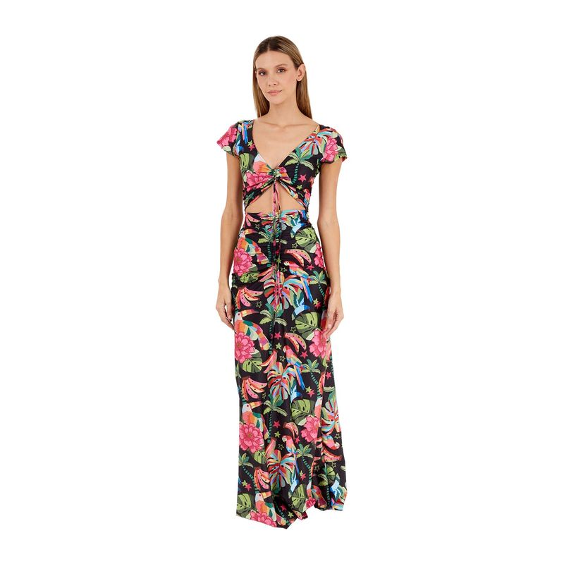 Vestido Largo Estampado Negro para mujer Peace