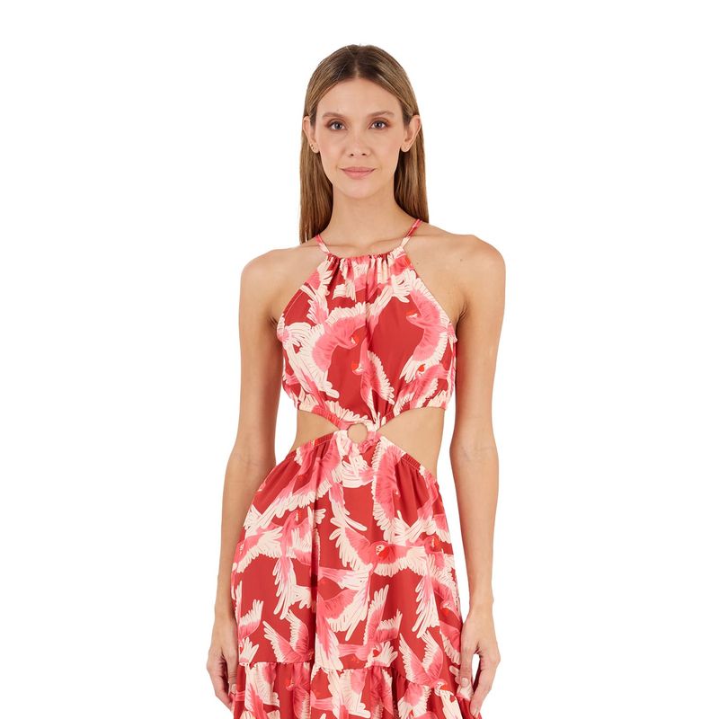 Vestido Largo Estampado Rojo para mujer Sia