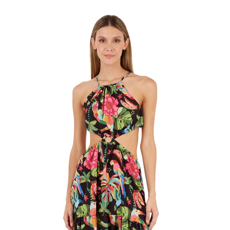 Vestido Largo Estampado Negro para mujer Sia