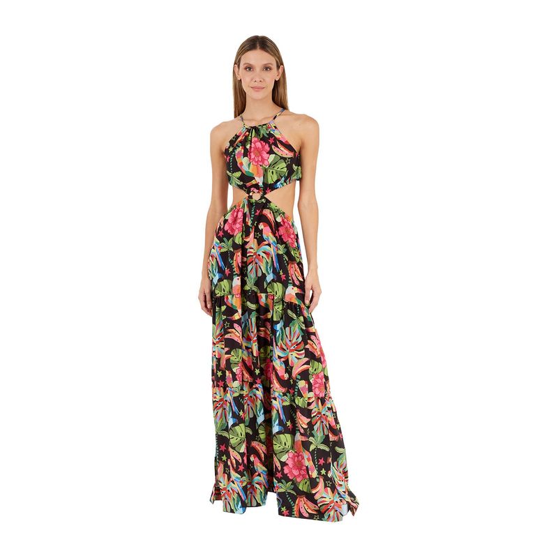 Vestido Largo Estampado Negro para mujer Sia