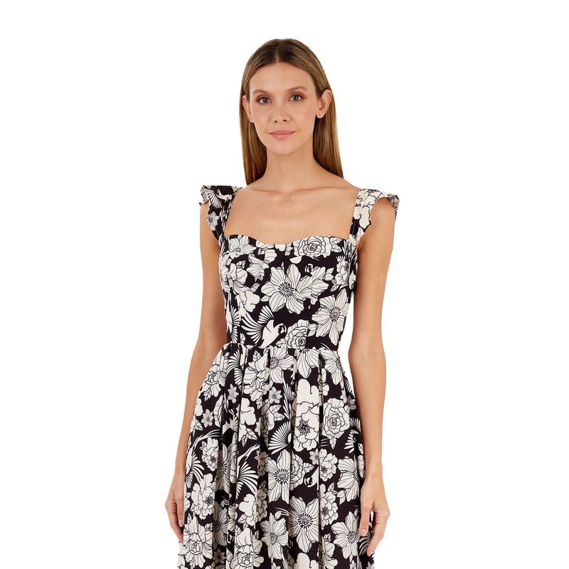Vestido Largo Estampado Negro para mujer Solene