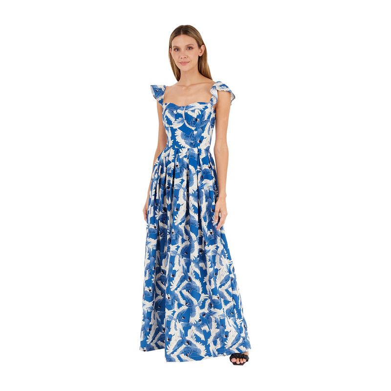 Vestido Largo Estampado Azul para mujer Solene