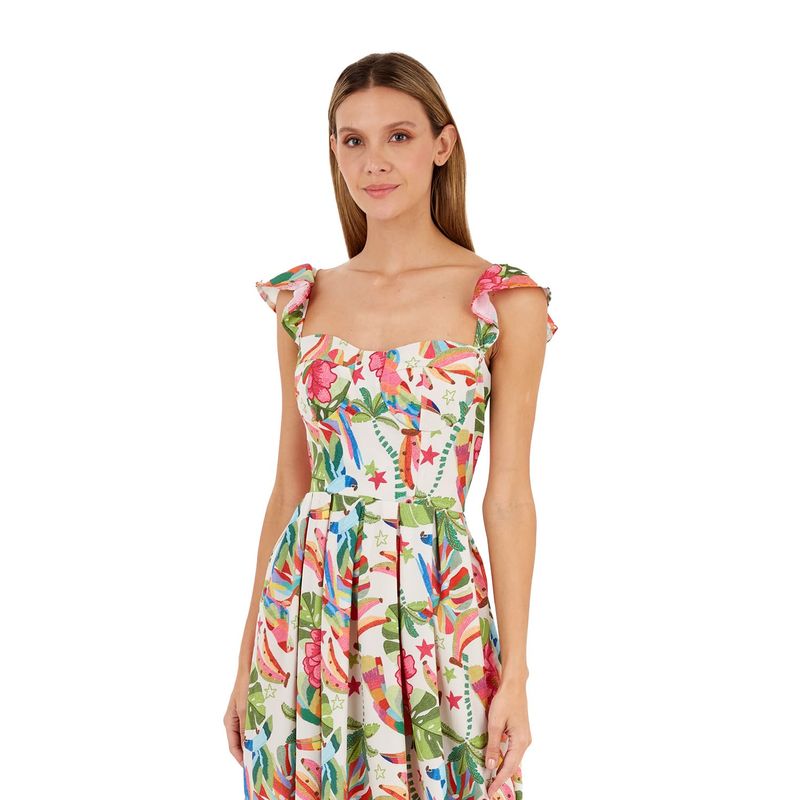 Vestido Largo Estampado Marfil para mujer Solene