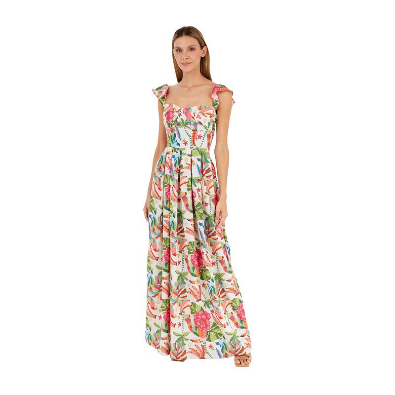 Vestido Largo Estampado Marfil para mujer Solene