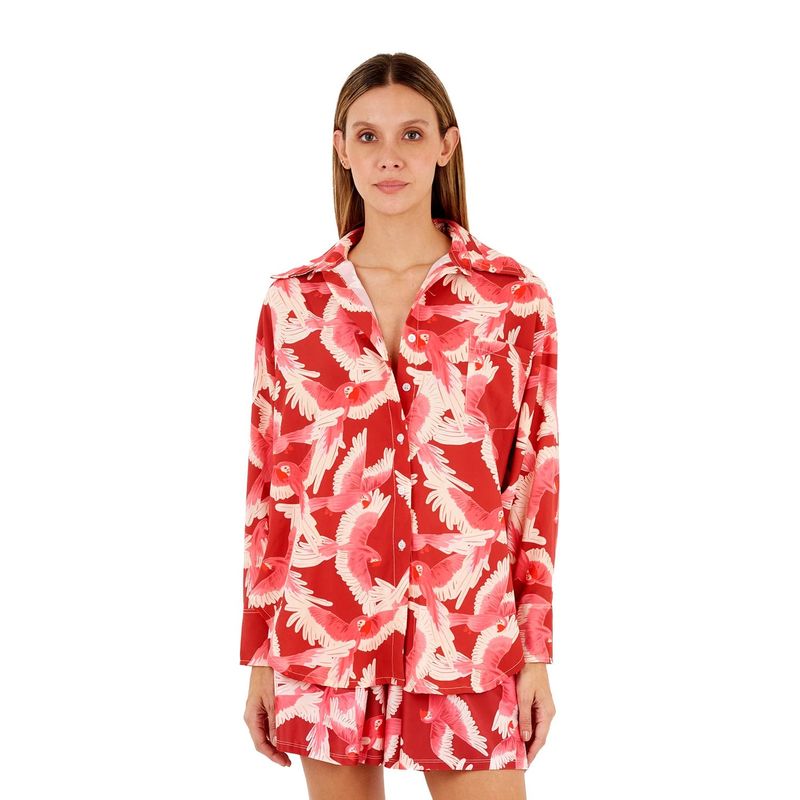 Camisa Manga Larga Estampado Rojo para mujer Florence