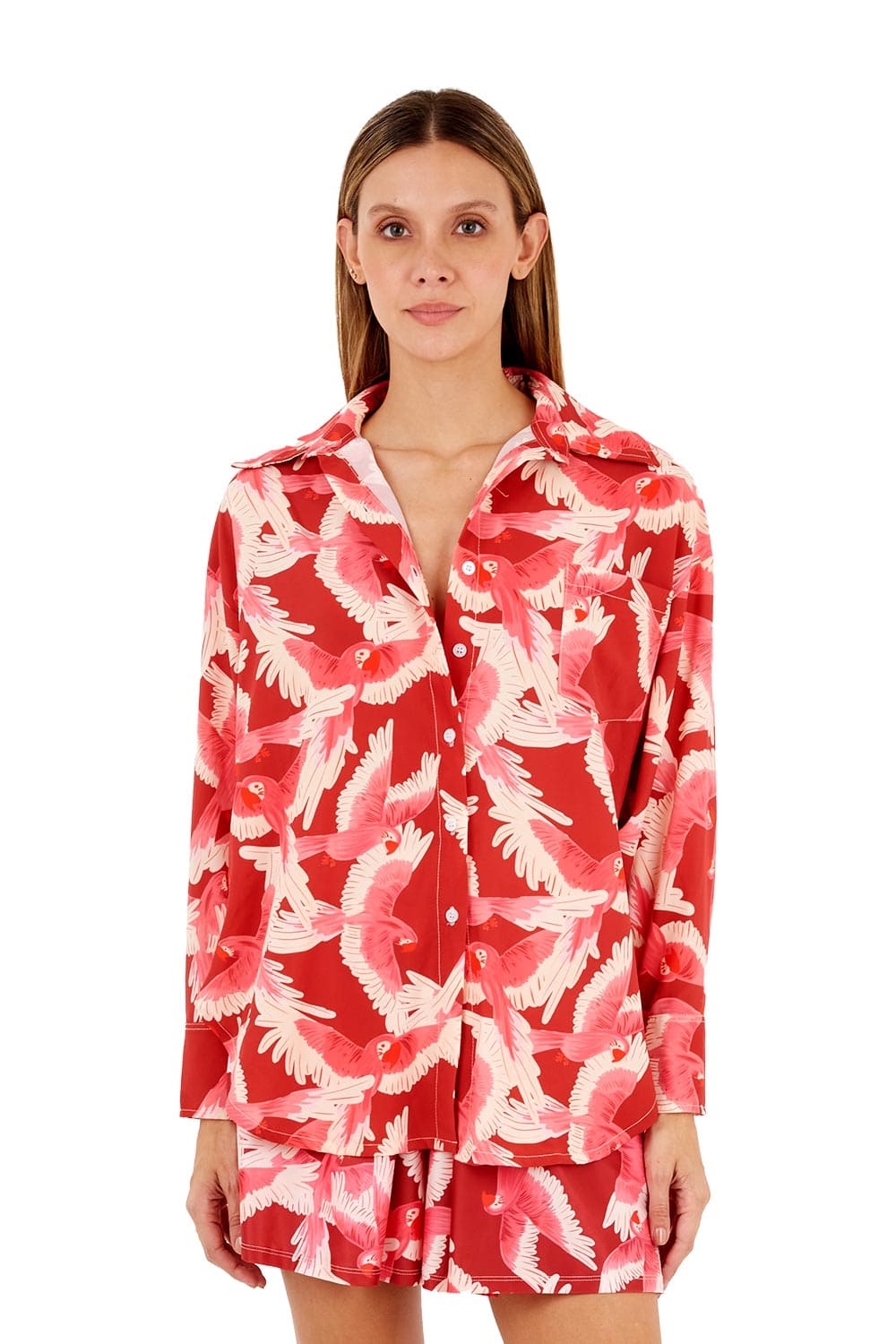 Camisa Manga Larga Florence Estampado Rojo