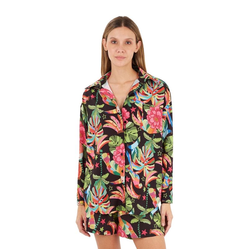 Camisa Manga Larga Estampado Negro para mujer Florence