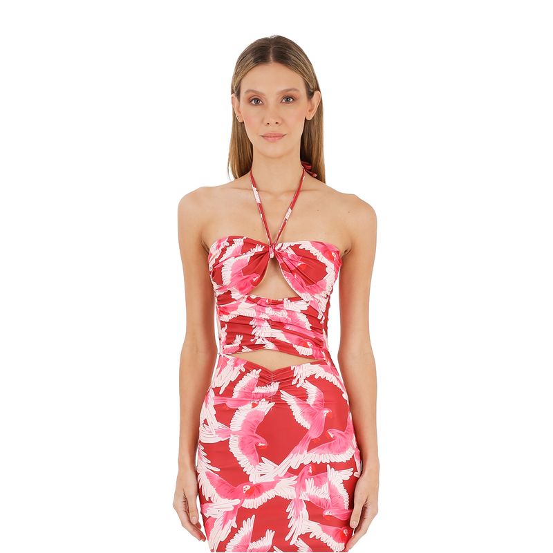 Vestido Largo Estampado Aves Rojo para mujer Jolly