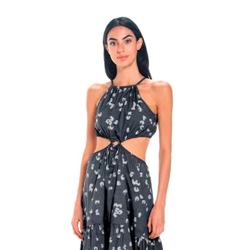 Vestido largo estampado negro para mujer dalia