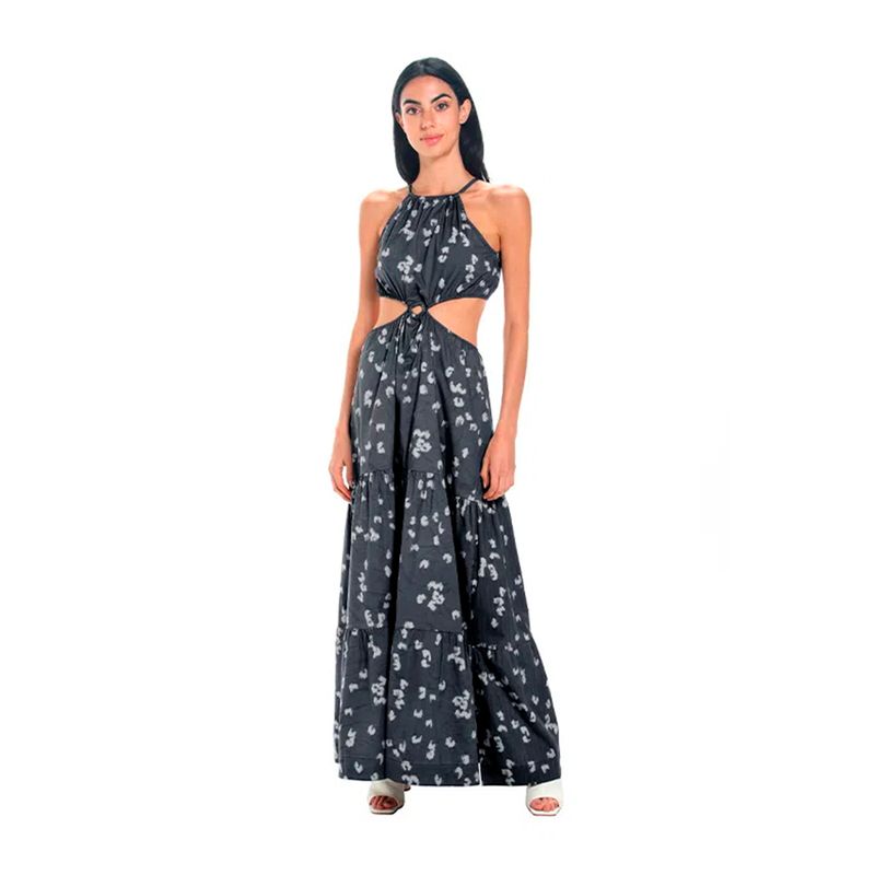Vestido Largo Dalia Estampado Negro