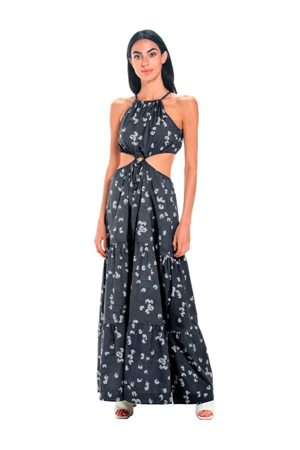 Vestido Largo Dalia Estampado Negro