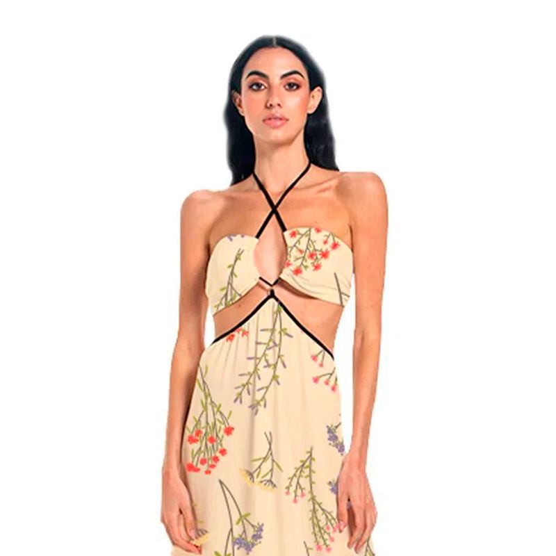 Vestido Largo Estampado Beige para mujer Clematis