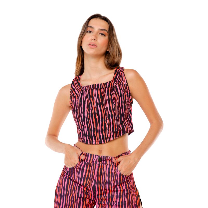 Top Helenos Zebra Fucsia
