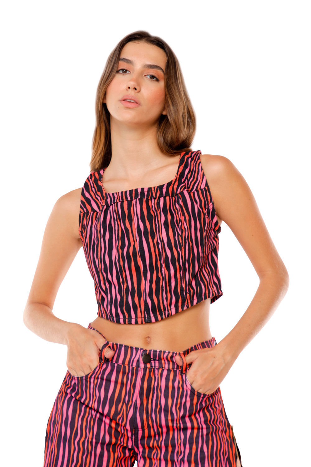 Top Helenos Zebra Fucsia