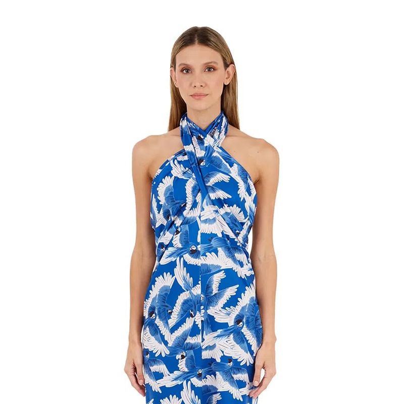 Vestido Largo Estampado Azul para mujer Tropico