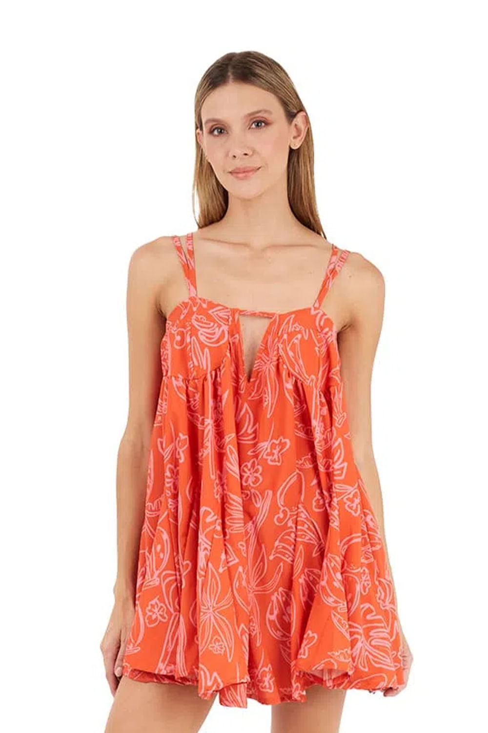 Vestido Corto Emmy Estampado Coral