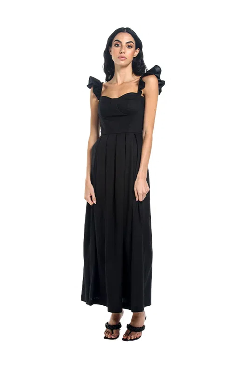 Vestido Largo Flora Negro