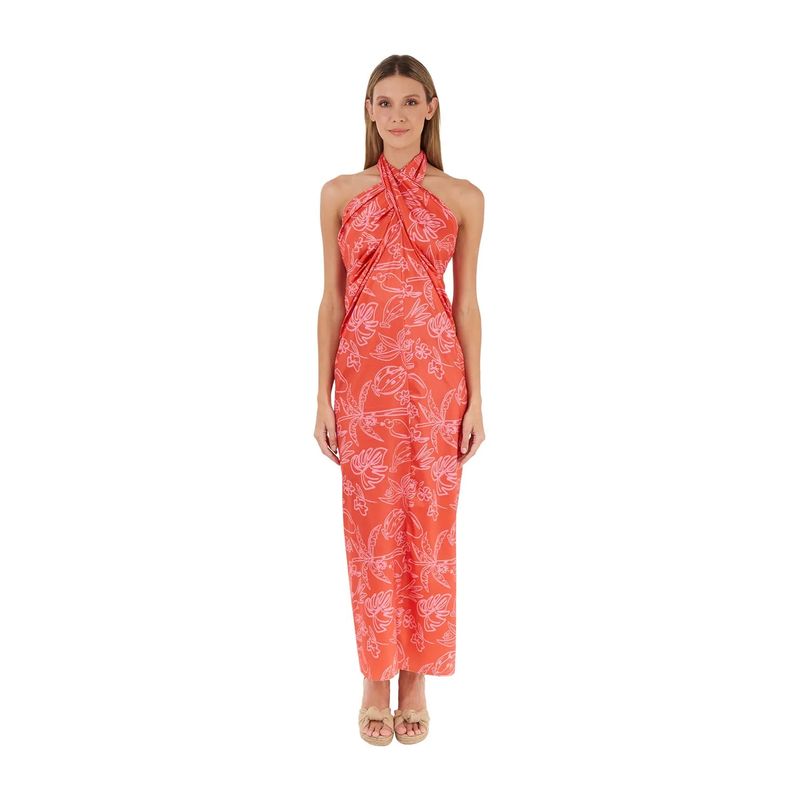 Vestido Largo Estampado Coral para mujer Tropico