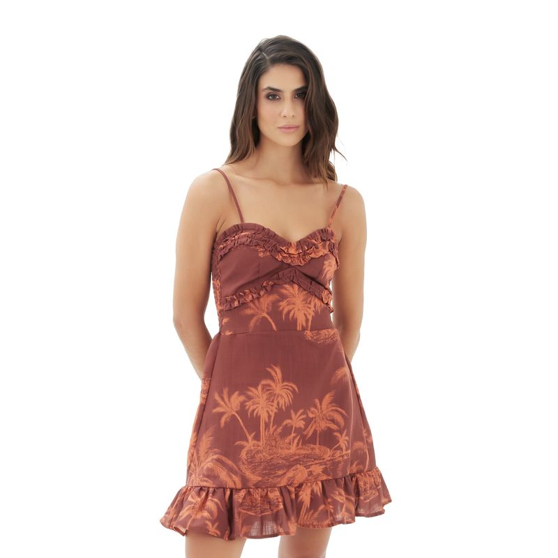 Vestido corto mare terracota  Viaje Nocturno