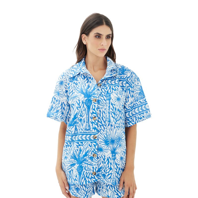 Camisa aires del trópico azul Calypso
