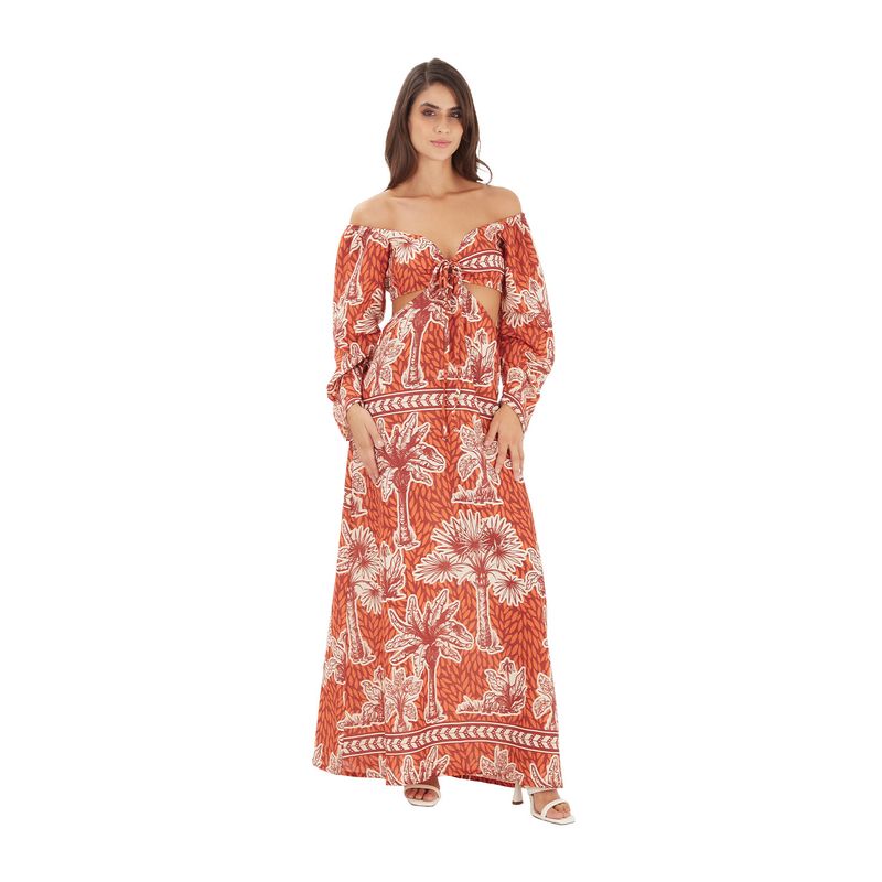 Vestido largo aires del trópico terracota  Aires del Norte