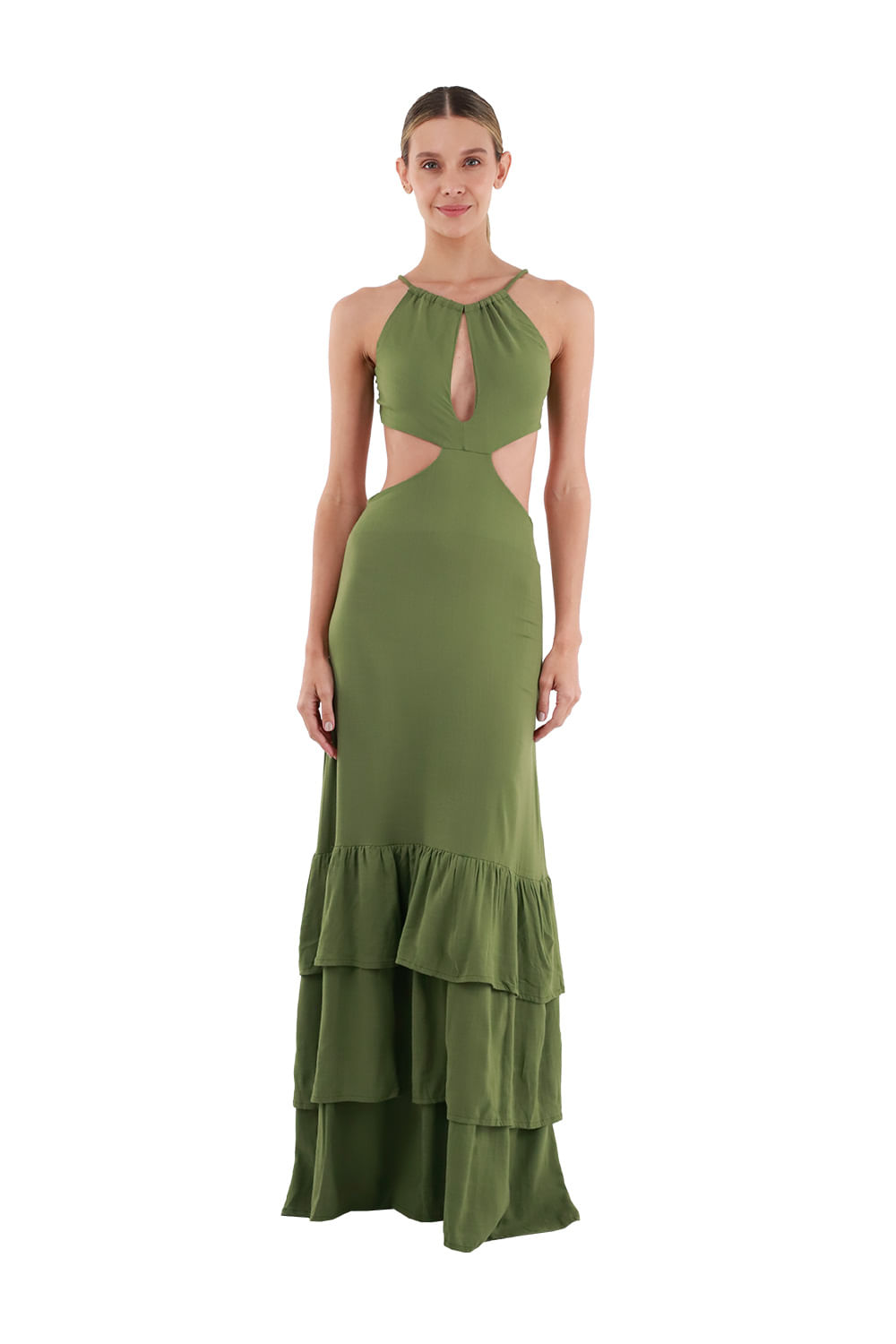 Vestido Largo Rue Verde Oscuro