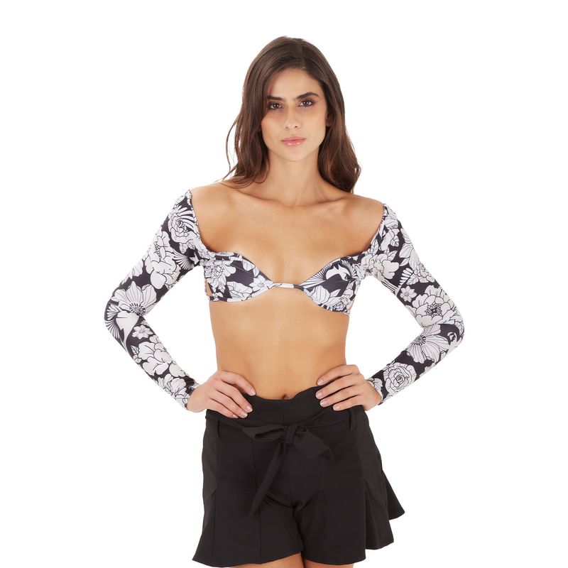 Top Renata Floral Negro