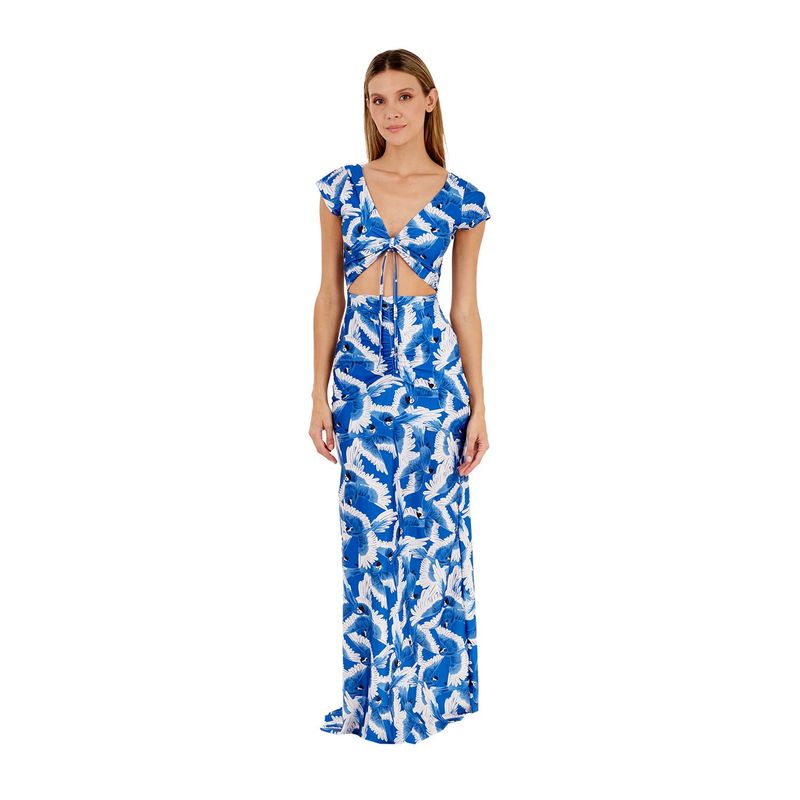 Vestido Largo Peace Estampado Azul
