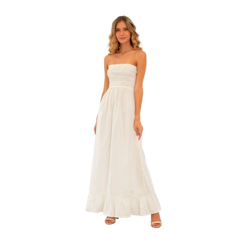 Vestido largo marfil para mujer amber
