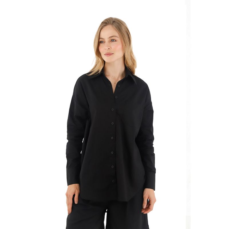 Camisa boyfriend negra para mujer haven