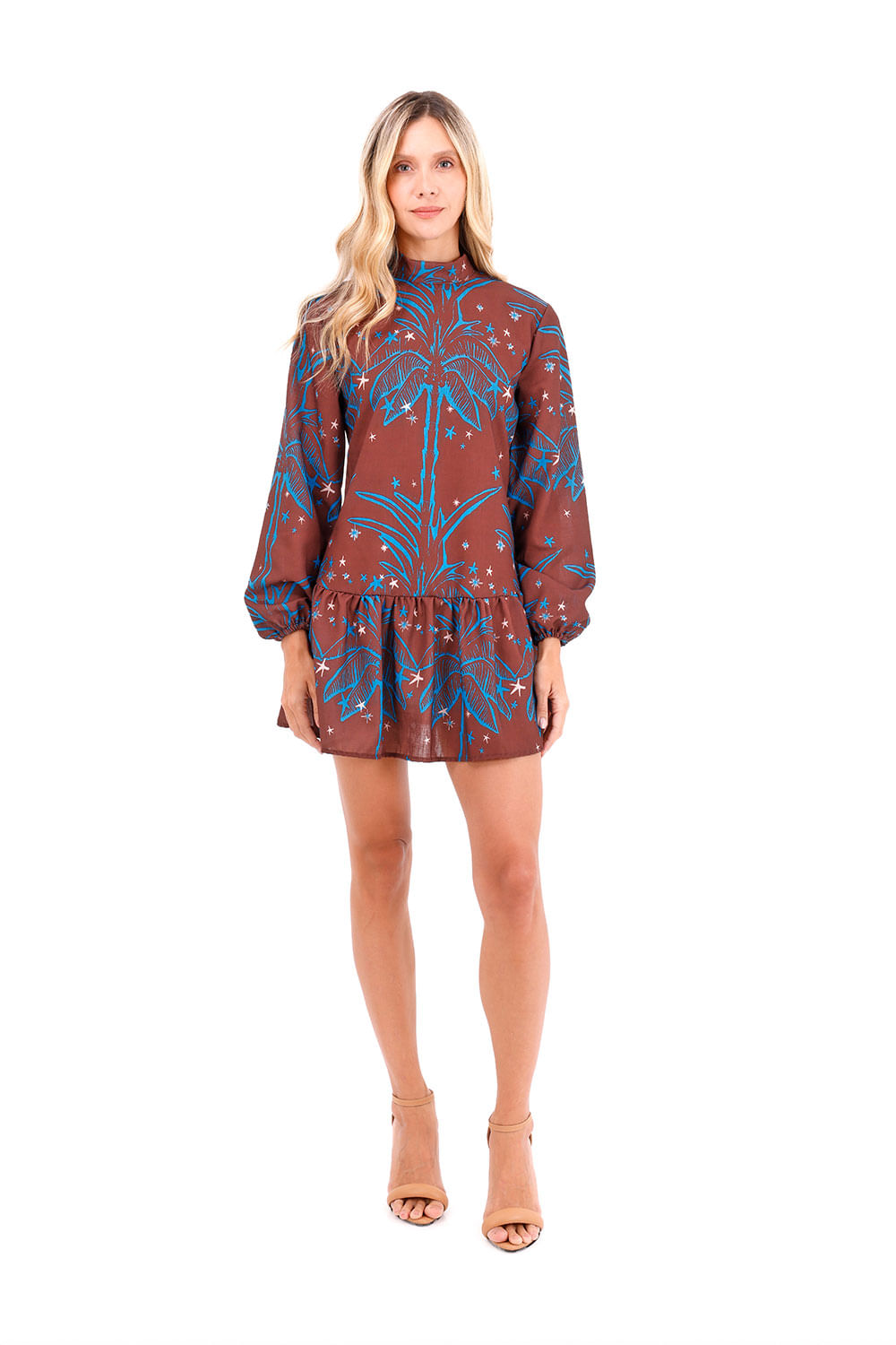 Vestido Corto Cayena Palmeras Terracota