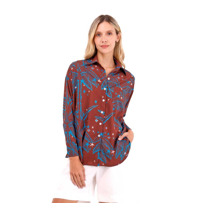 Camisa Boyfriend Haven Palmeras Terracota