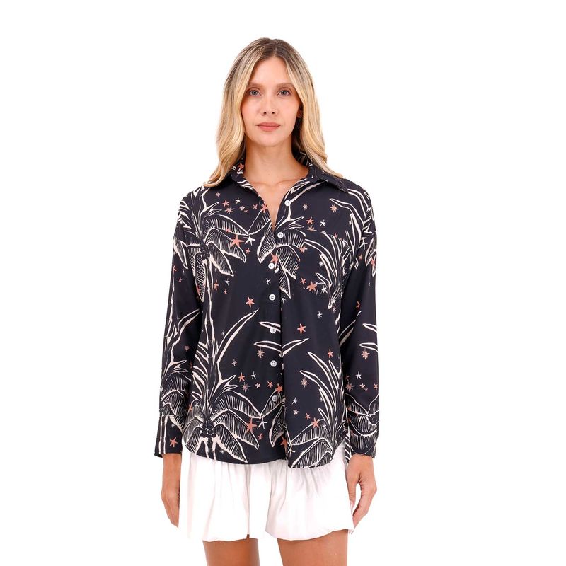 Camisa Boyfriend Haven Palmeras Negro