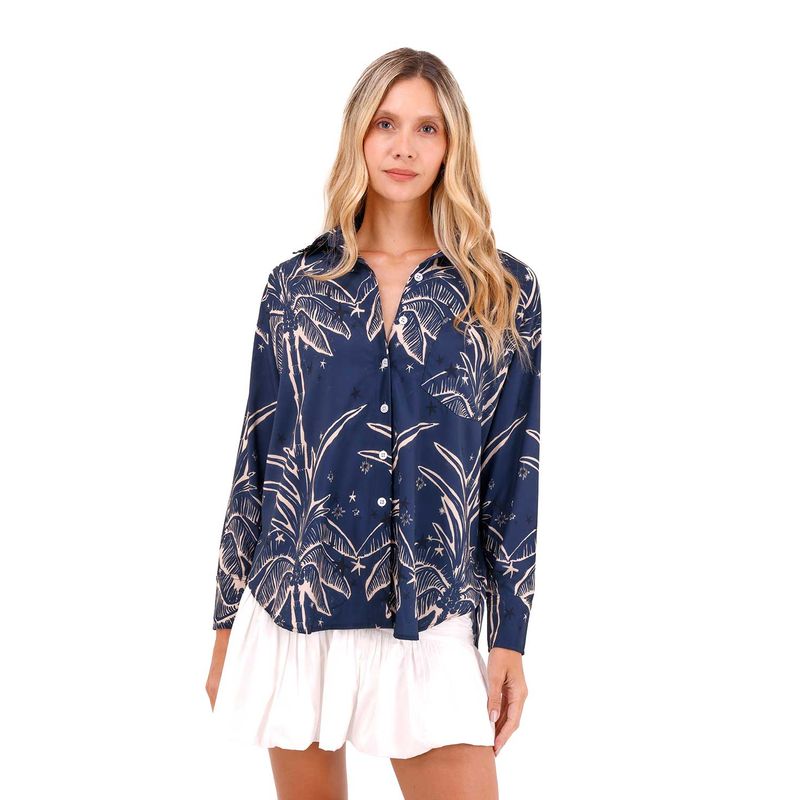 Camisa Boyfriend Haven Palmeras Azul