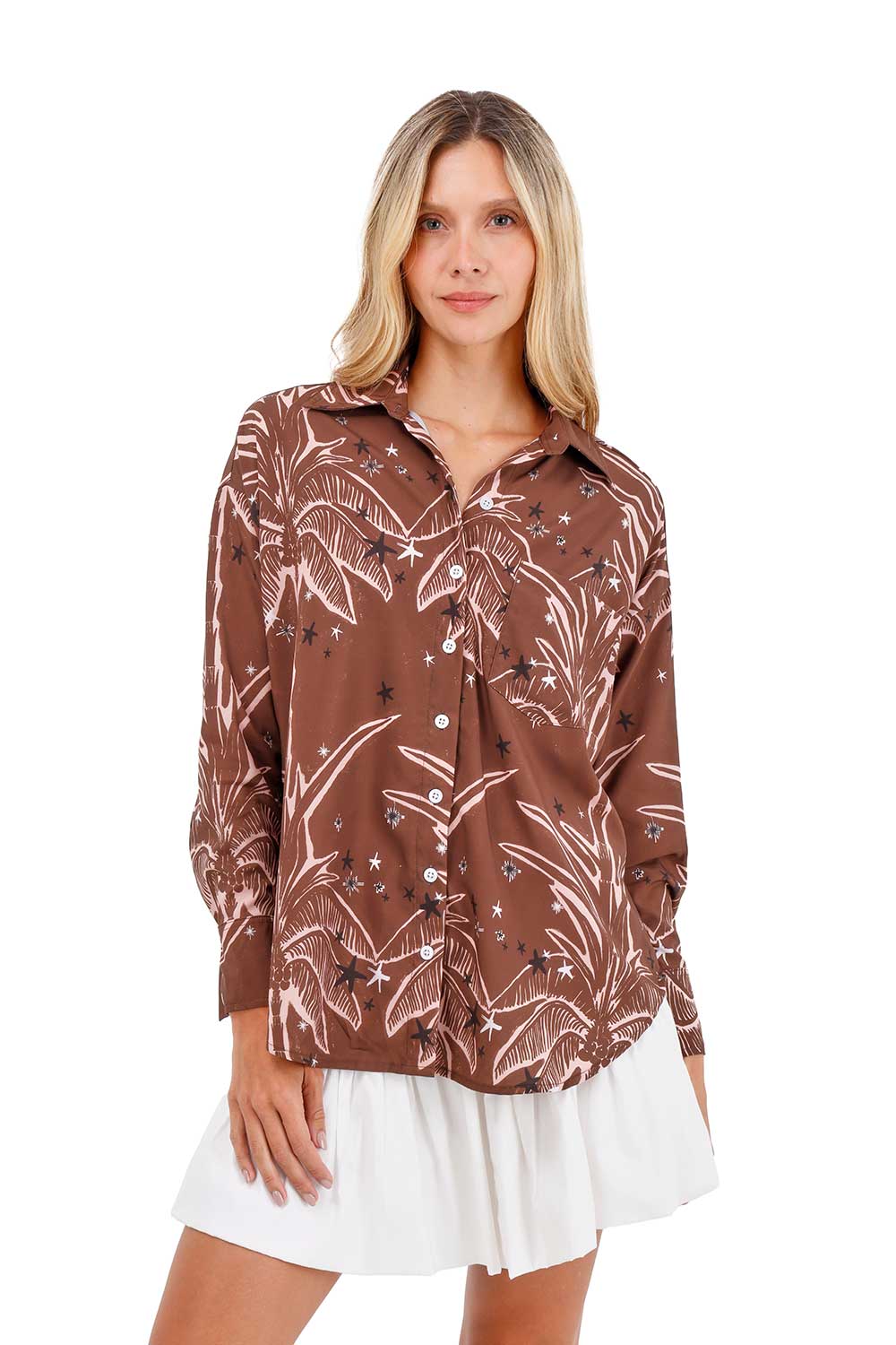 Camisa Boyfriend Haven Palmeras Café