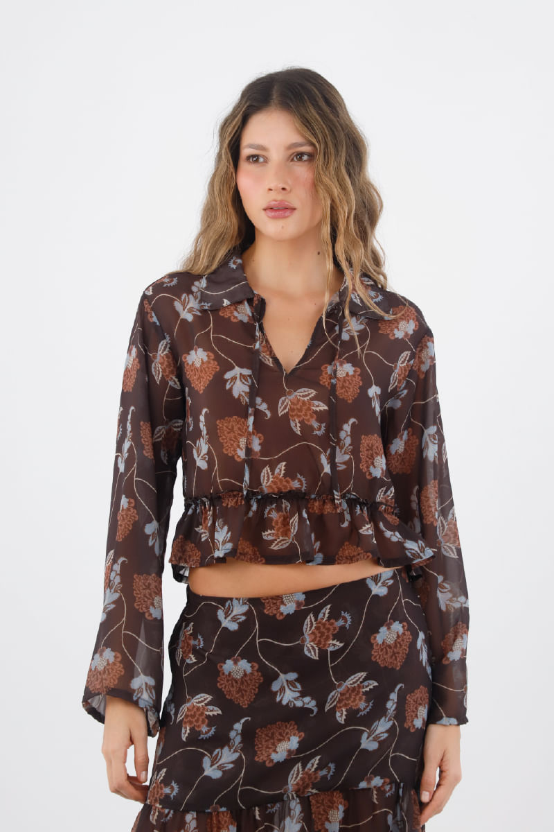 Camisa Keira Estampado Cafe