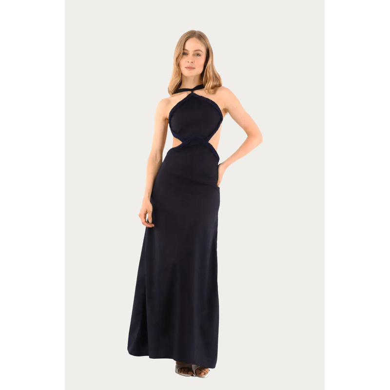 Vestido Largo Lorde Azul Oscuro